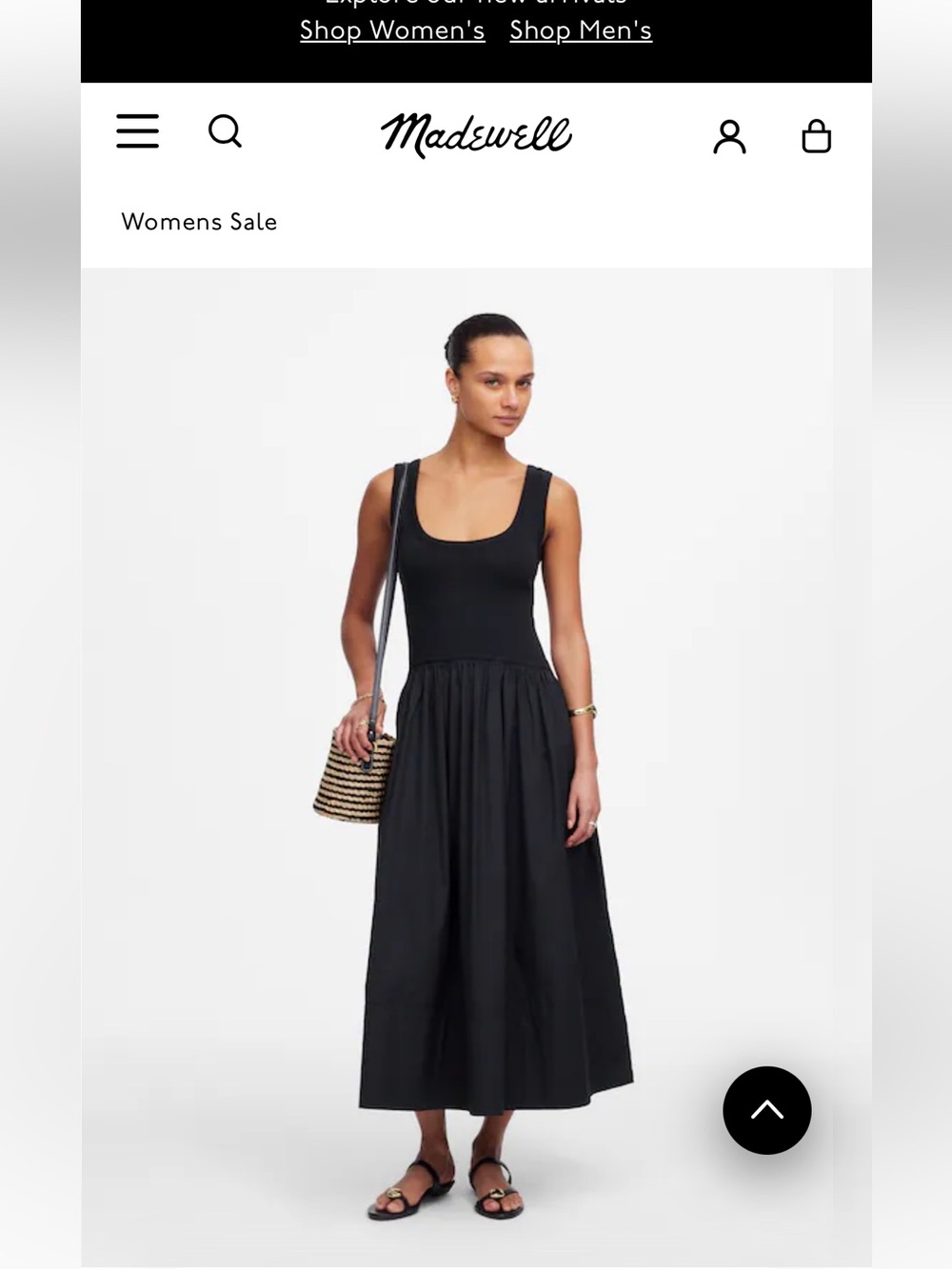 NWT Madewell Black Sleeveless Scoop-Neck Midi Dress